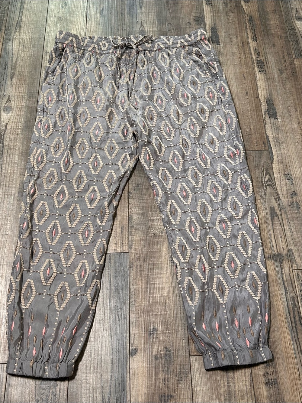 Johnny Was Pete & Greta Embroidered Rayon Harem Pants Joggers Size XL